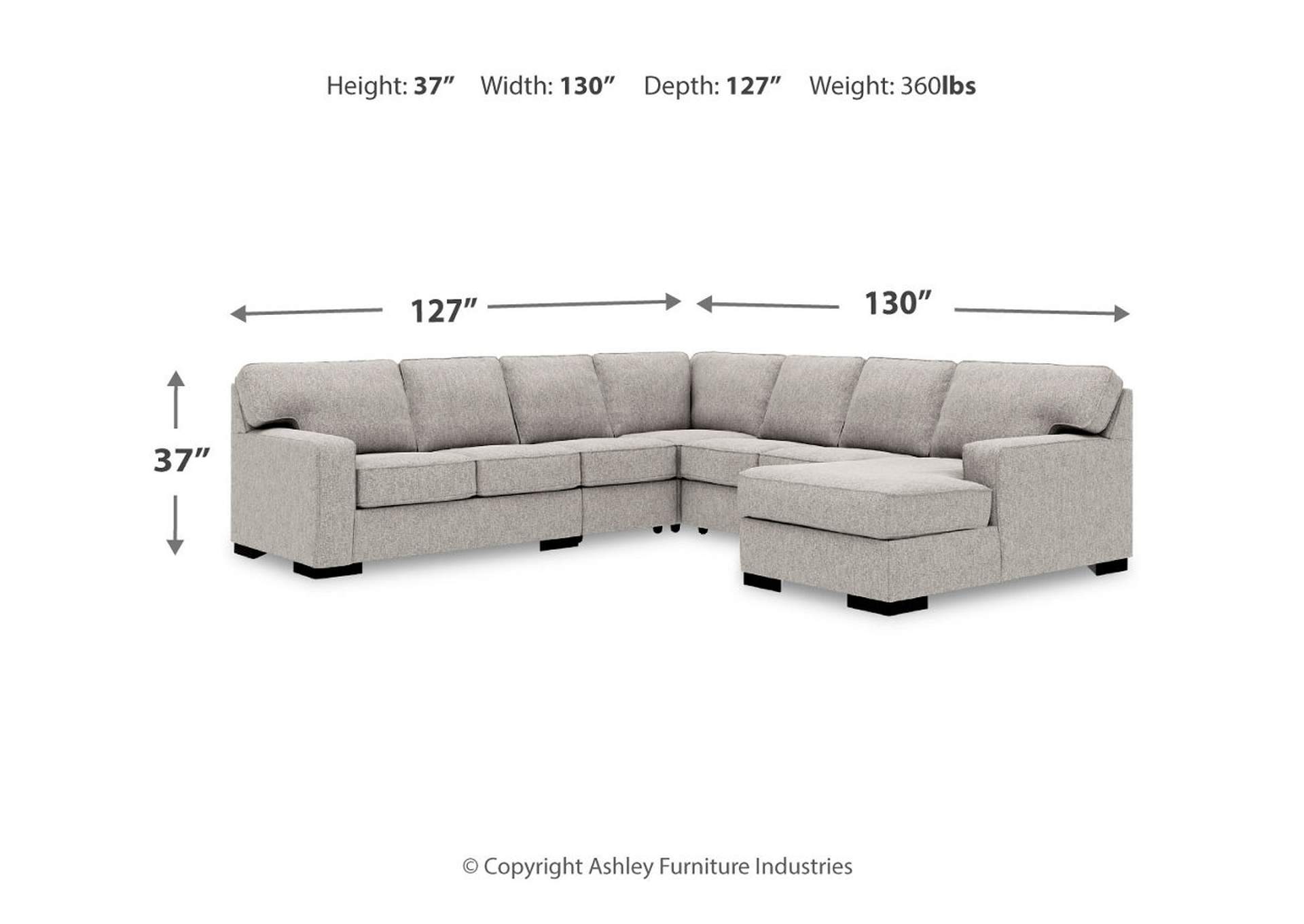 Ashlor Nuvella® 5-Piece Sectional with Chaise,Ashley