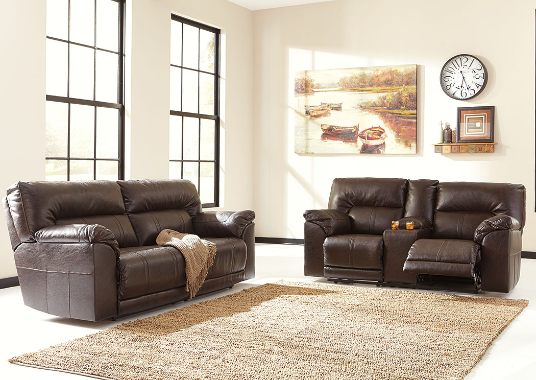 Barrettsville DuraBlend® Chocolate 2 Seat Reclining Sofa & Loveseat,ABF Benchcraft