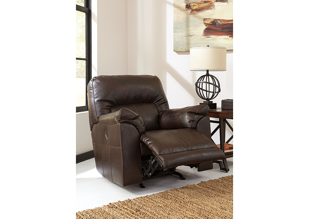 Barrettsville DuraBlend® Chocolate Power Rocker Recliner,ABF Benchcraft