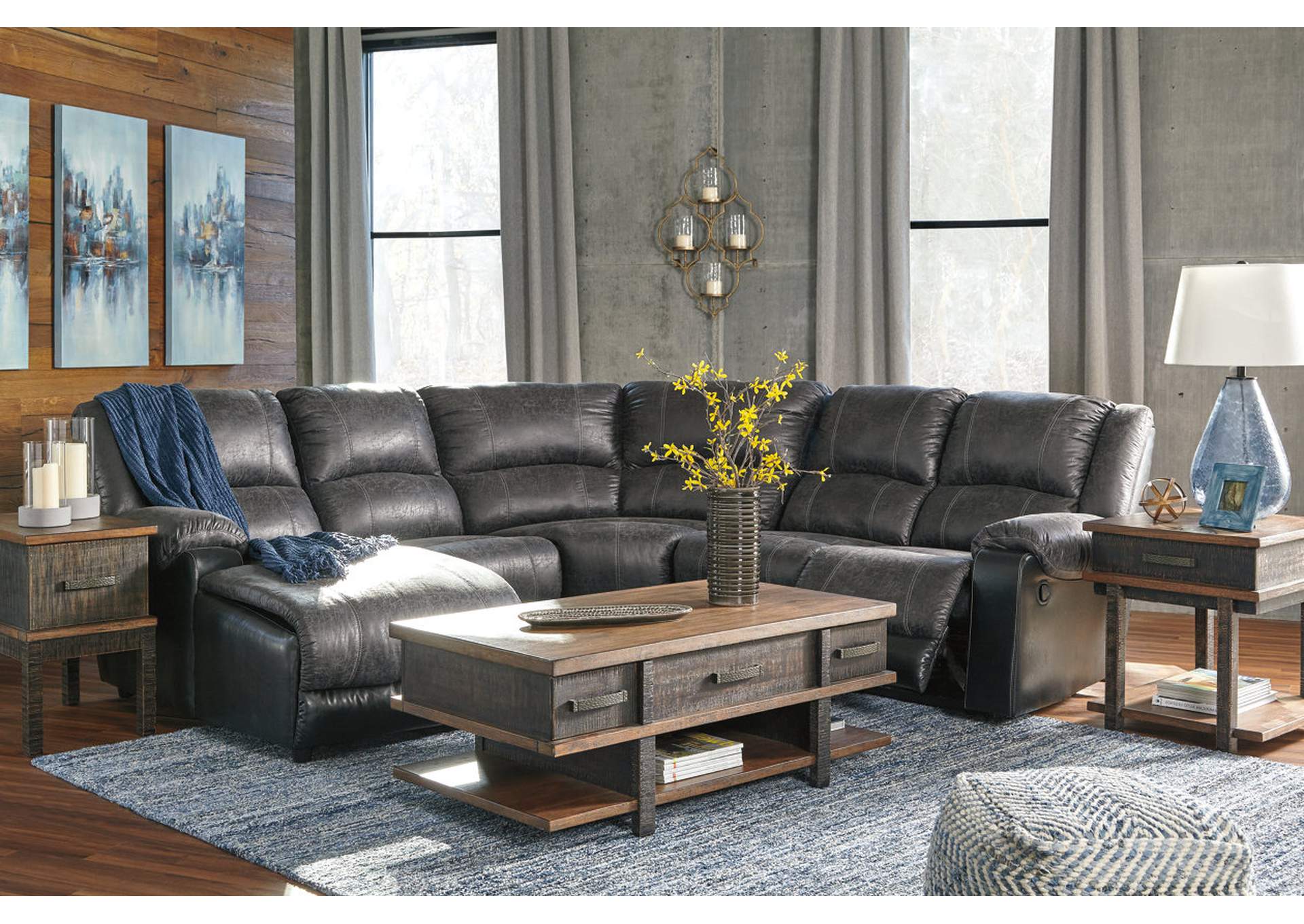 Nantahala 5-Piece Reclining Sectional with Chaise Best Buy Furniture ...