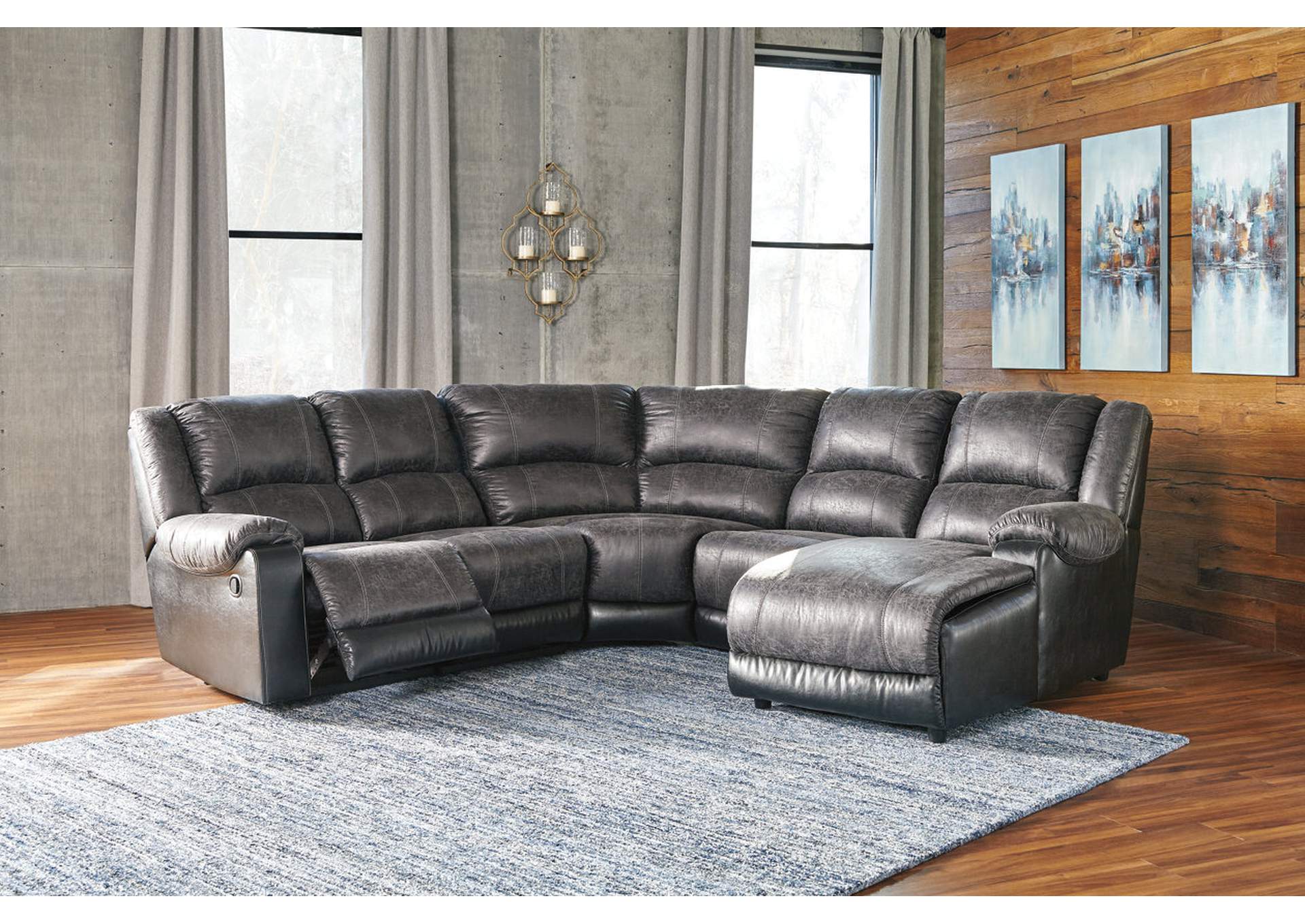Nantahala 5-Piece Reclining Sectional with Chaise,Signature Design By Ashley