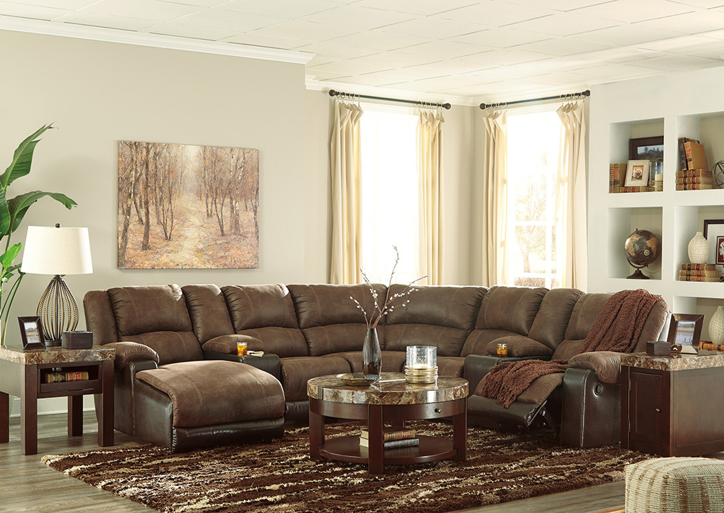 Nantahala Coffee Right Facing Corner Chaise Sectional w/2 Storage Consoles,ABF Signature Design by Ashley