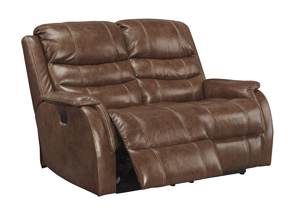 Metcalf Nutmeg Power Recliner Loveseat w/ Adjustable Headrest,ABF Signature Design by Ashley