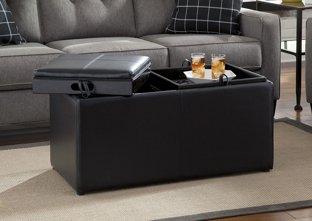 Brindon Charcoal Ottoman w/ Storage,ABF Benchcraft