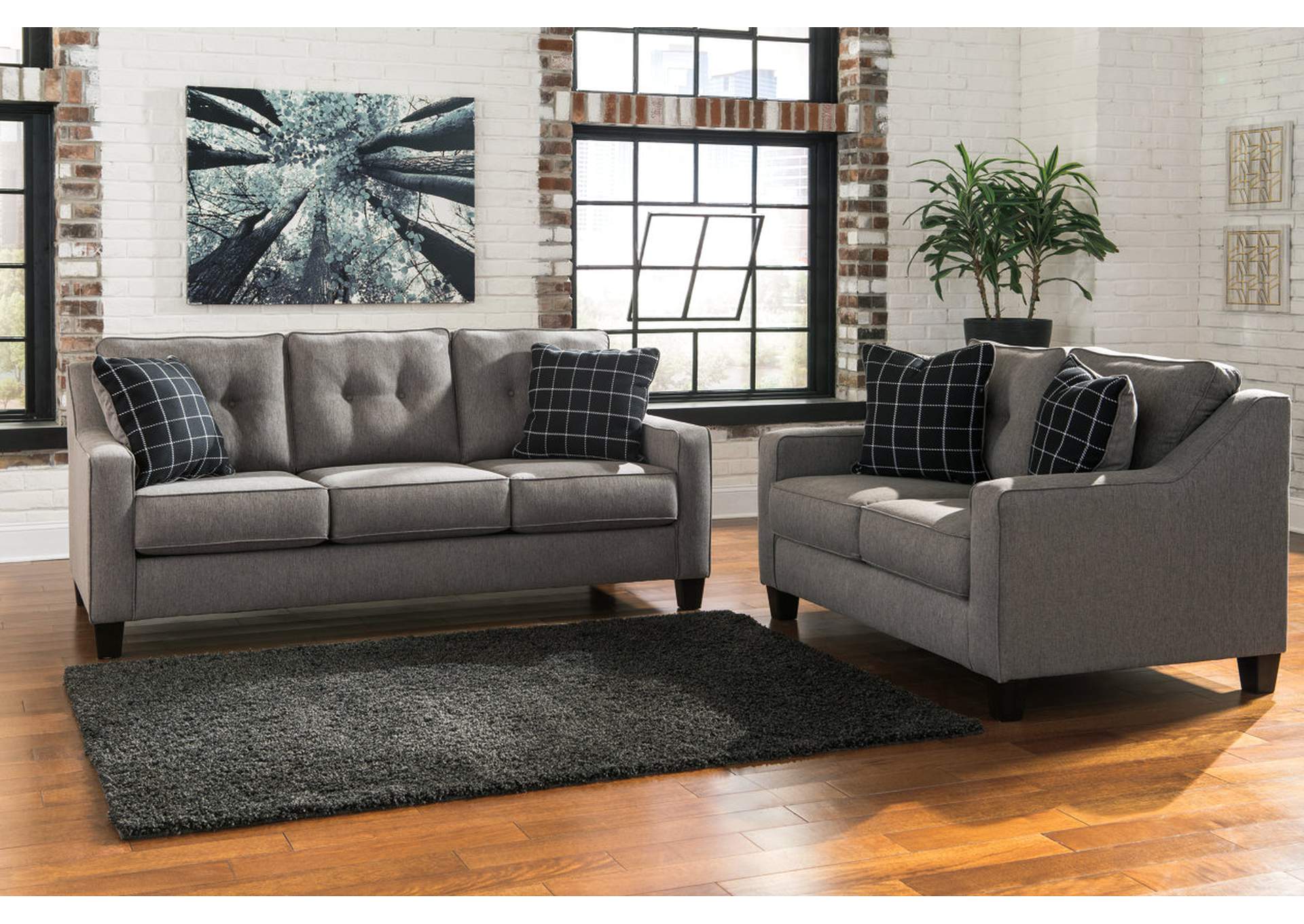 Brindon Charcoal Sofa and Loveseat,ABF Benchcraft