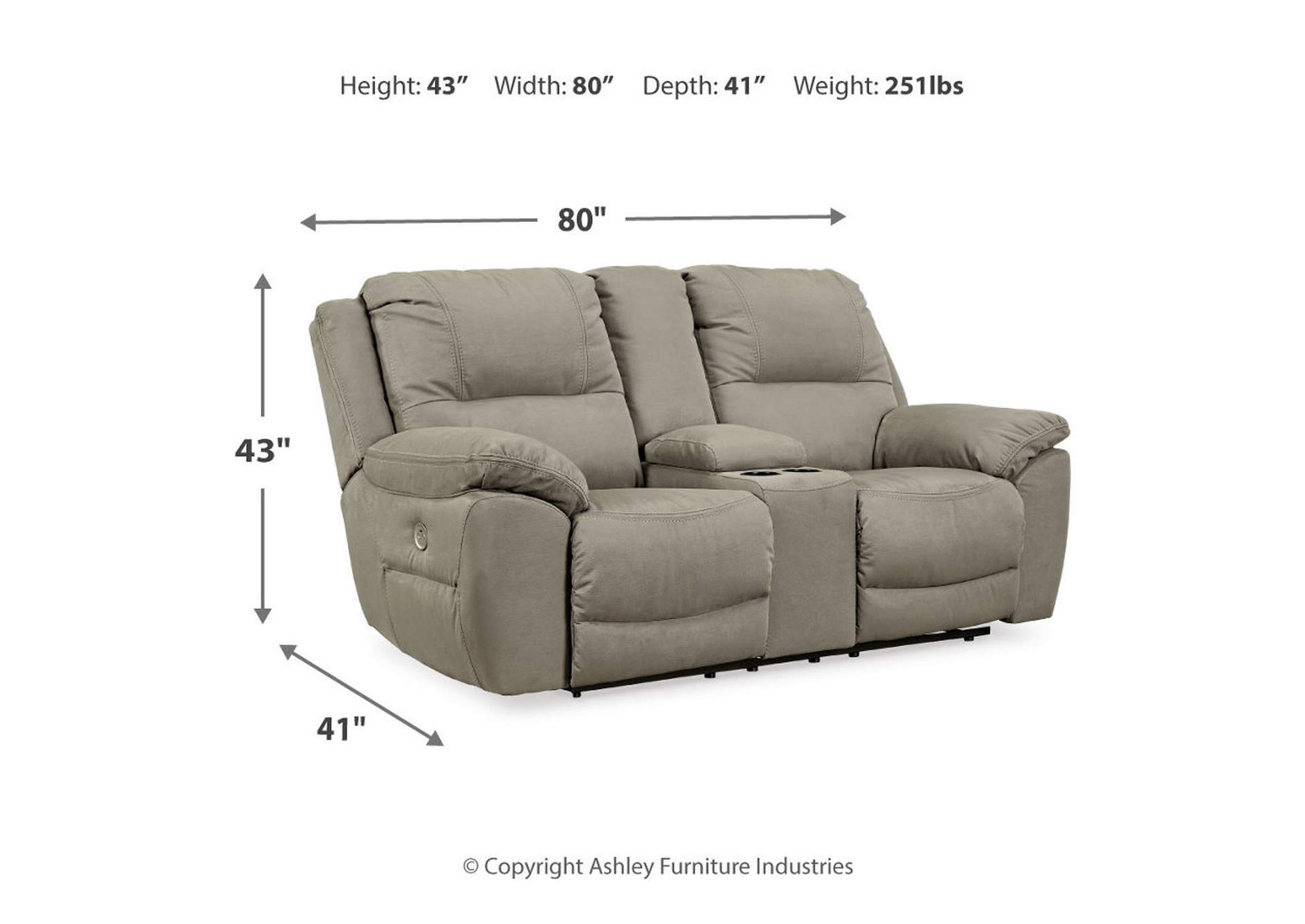 Next-Gen Gaucho Power Reclining Loveseat with Console,Signature Design By Ashley