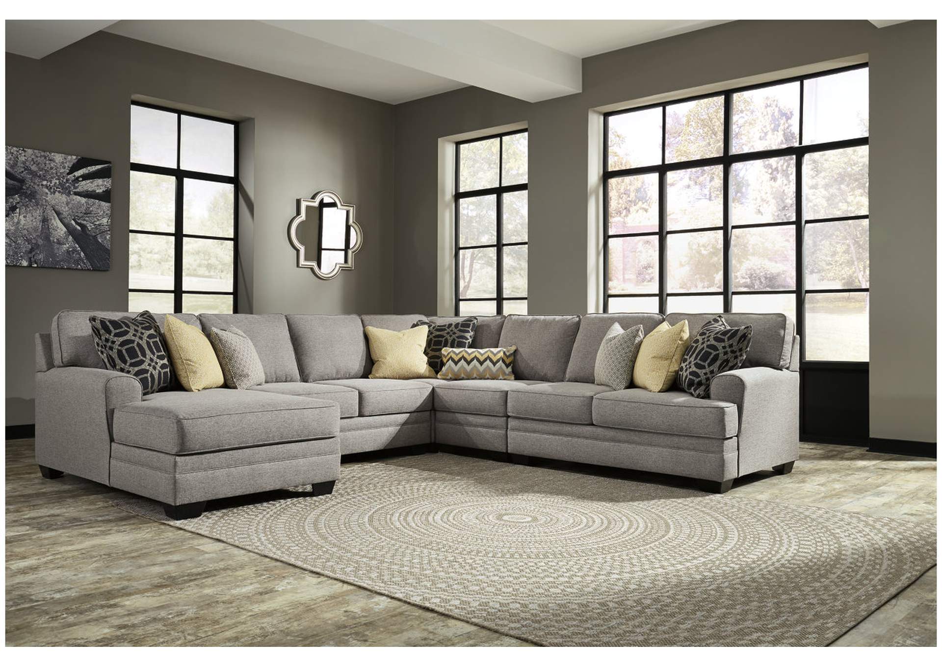 Cresson Pewter Left Facing Corner Chaise Extended Loveseat Sectional,ABF Benchcraft