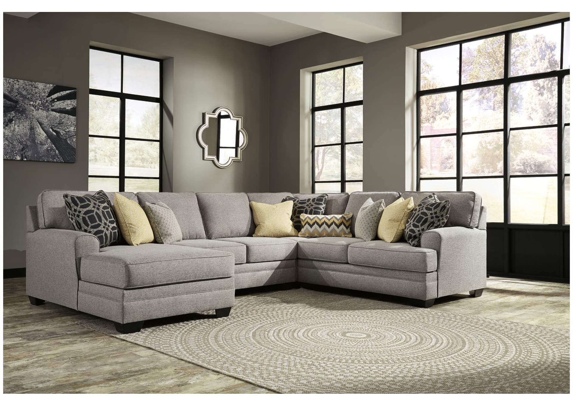 Cresson Pewter Left Facing Corner Chaise Loveseat Sectional,ABF Benchcraft