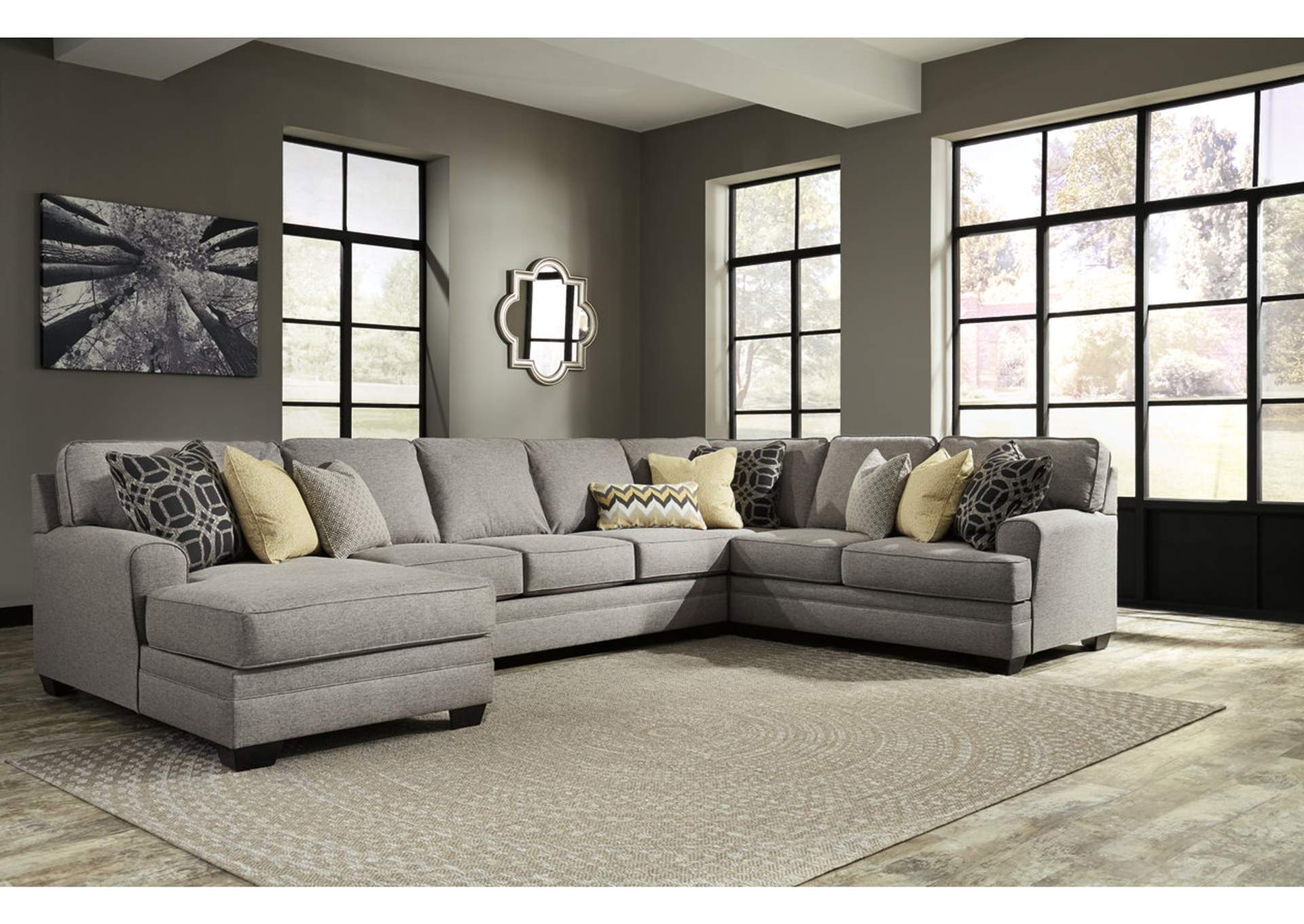 Cresson Pewter Left Facing Corner Chaise Sofa Sectional,ABF Benchcraft