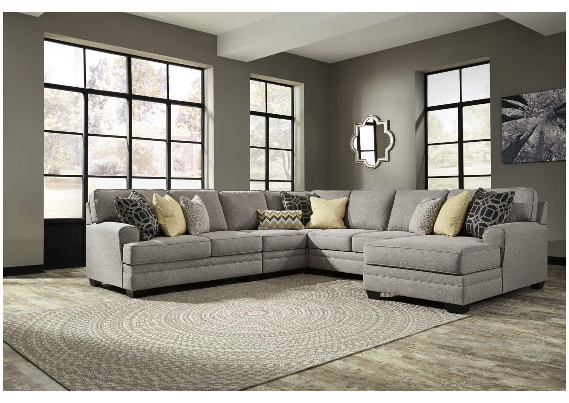 Cresson Pewter Left Facing Loveseat Corner Chaise Sectional,ABF Benchcraft