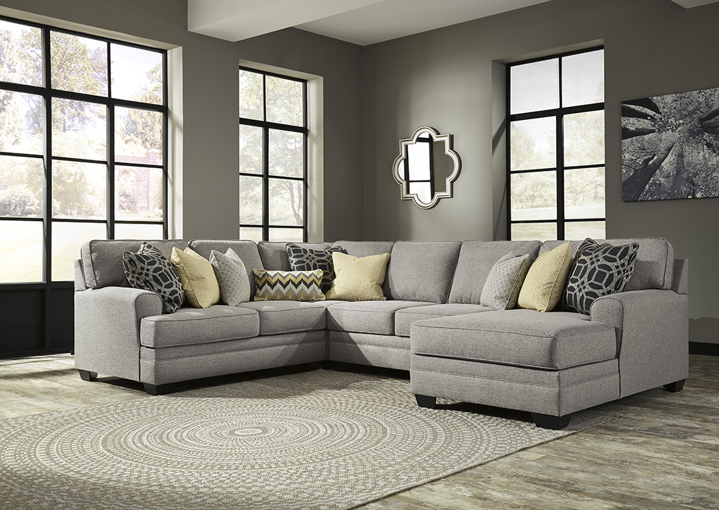 Cresson Pewter Right Facing Corner Chaise Loveseat Sectional,ABF Benchcraft