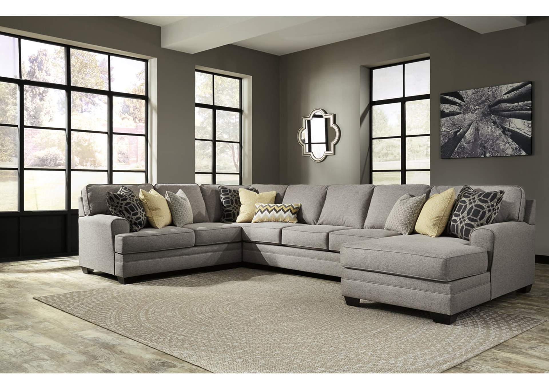 Cresson Pewter Right Facing Corner Chaise Sofa Sectional,ABF Benchcraft