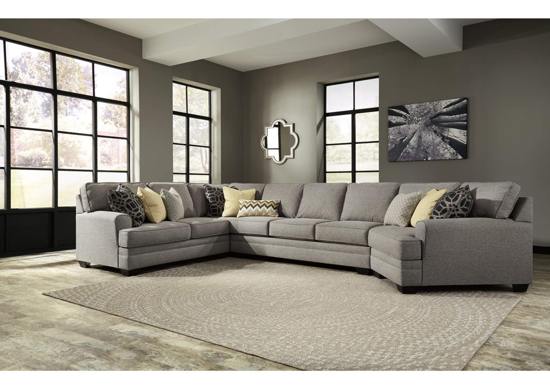 Cresson Pewter Left Facing Loveseat Sofa Sectional,ABF Benchcraft