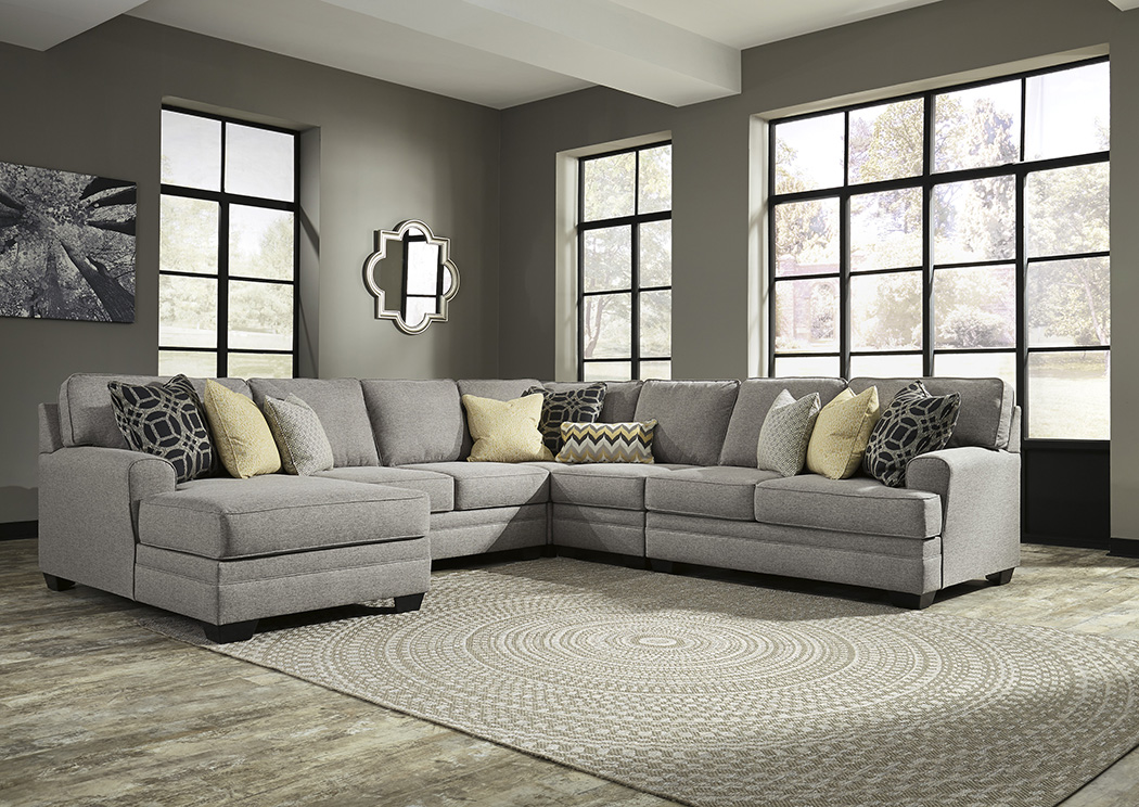 Cresson Pewter Right Facing  Loveseat Corner Chaise Sectional,ABF Benchcraft