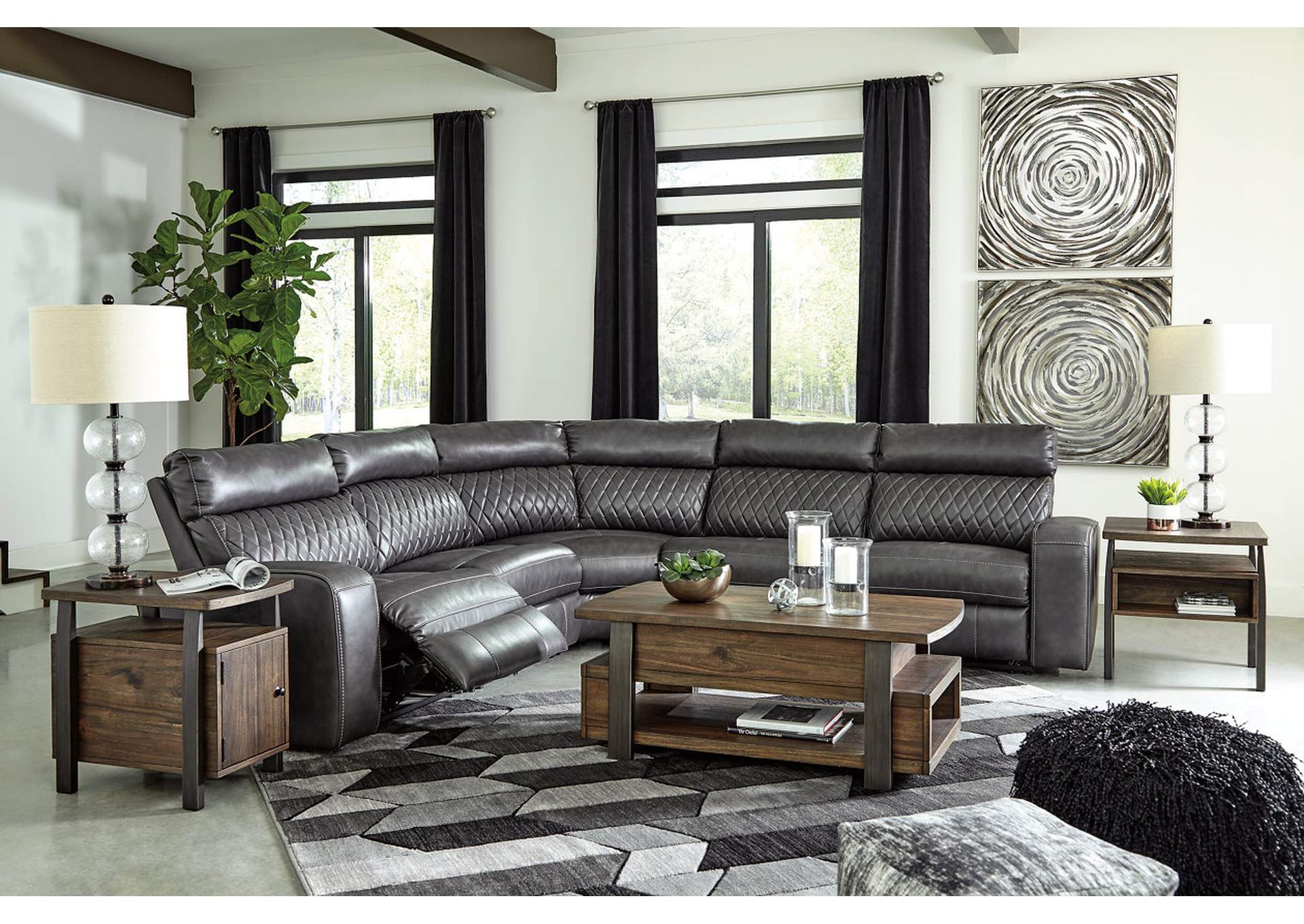 Samperstone 5-Piece Power Reclining Sectional,Signature Design By Ashley