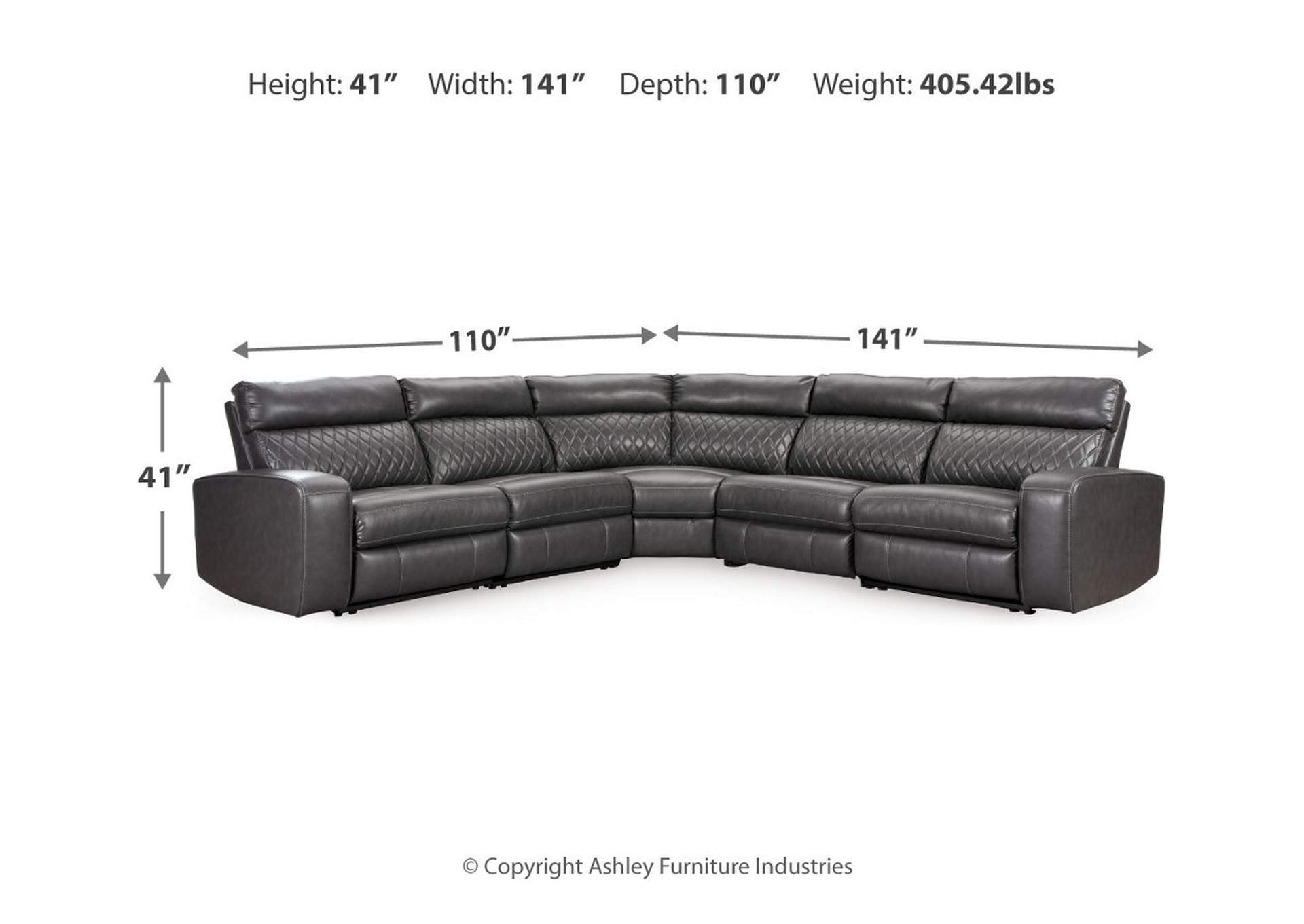 Samperstone 5-Piece Power Reclining Sectional,Signature Design By Ashley