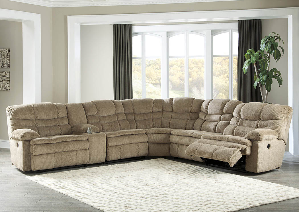 Zavion Caramel Sectional w/Storage Console,ABF Signature Design by Ashley