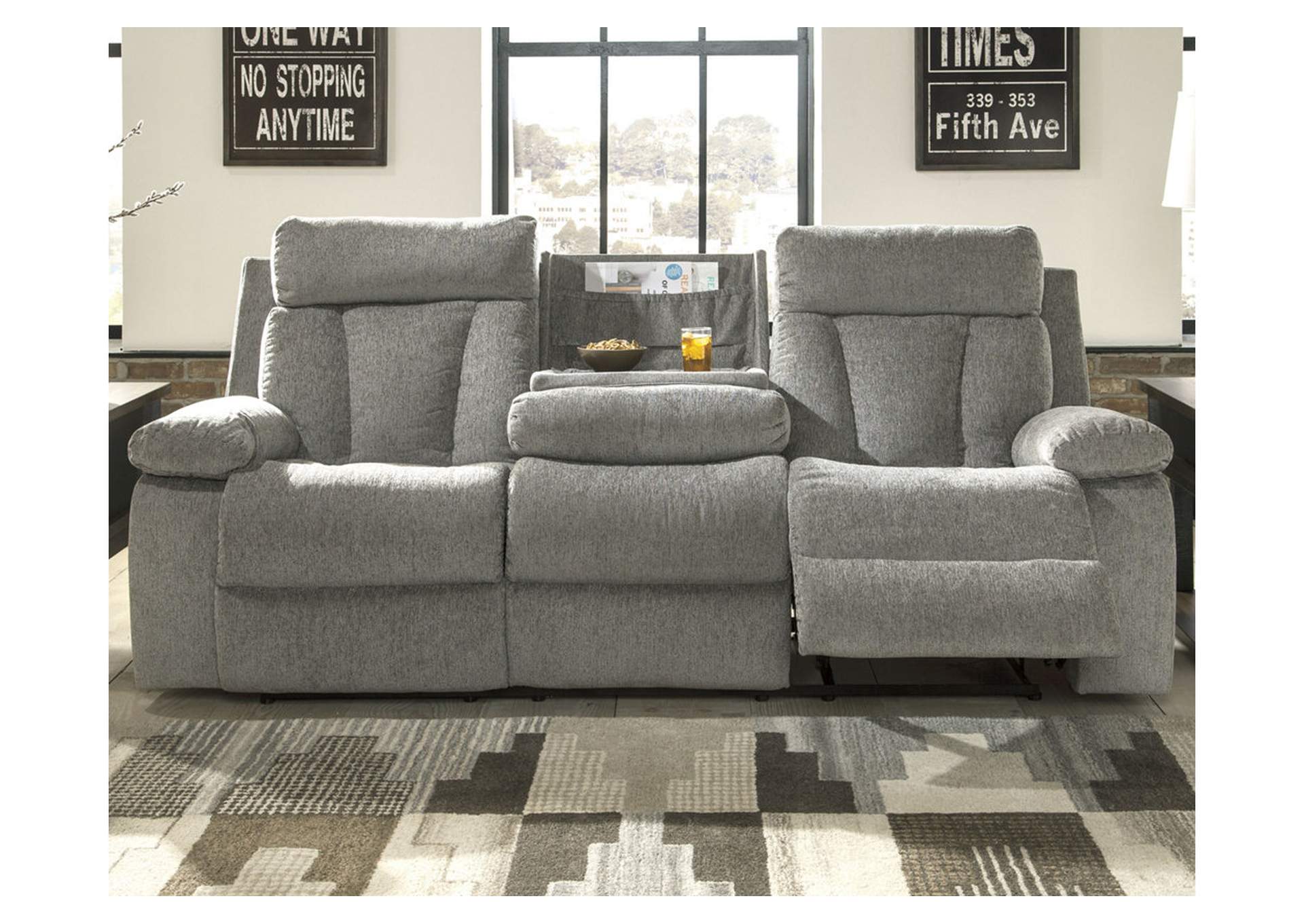 Dual Reclining Sofa With Drop Down Table Baci Living Room