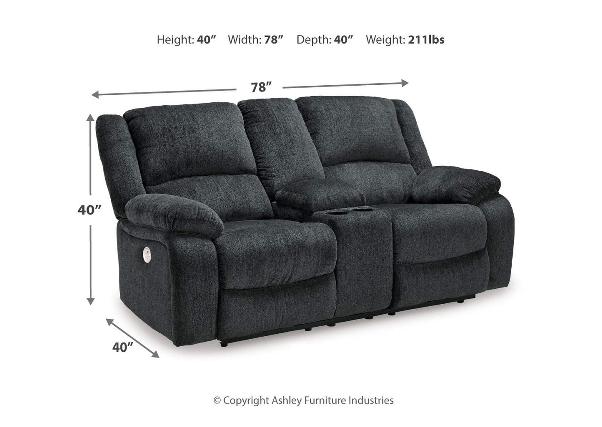 Draycoll Power Reclining Loveseat with Console,Signature Design By Ashley