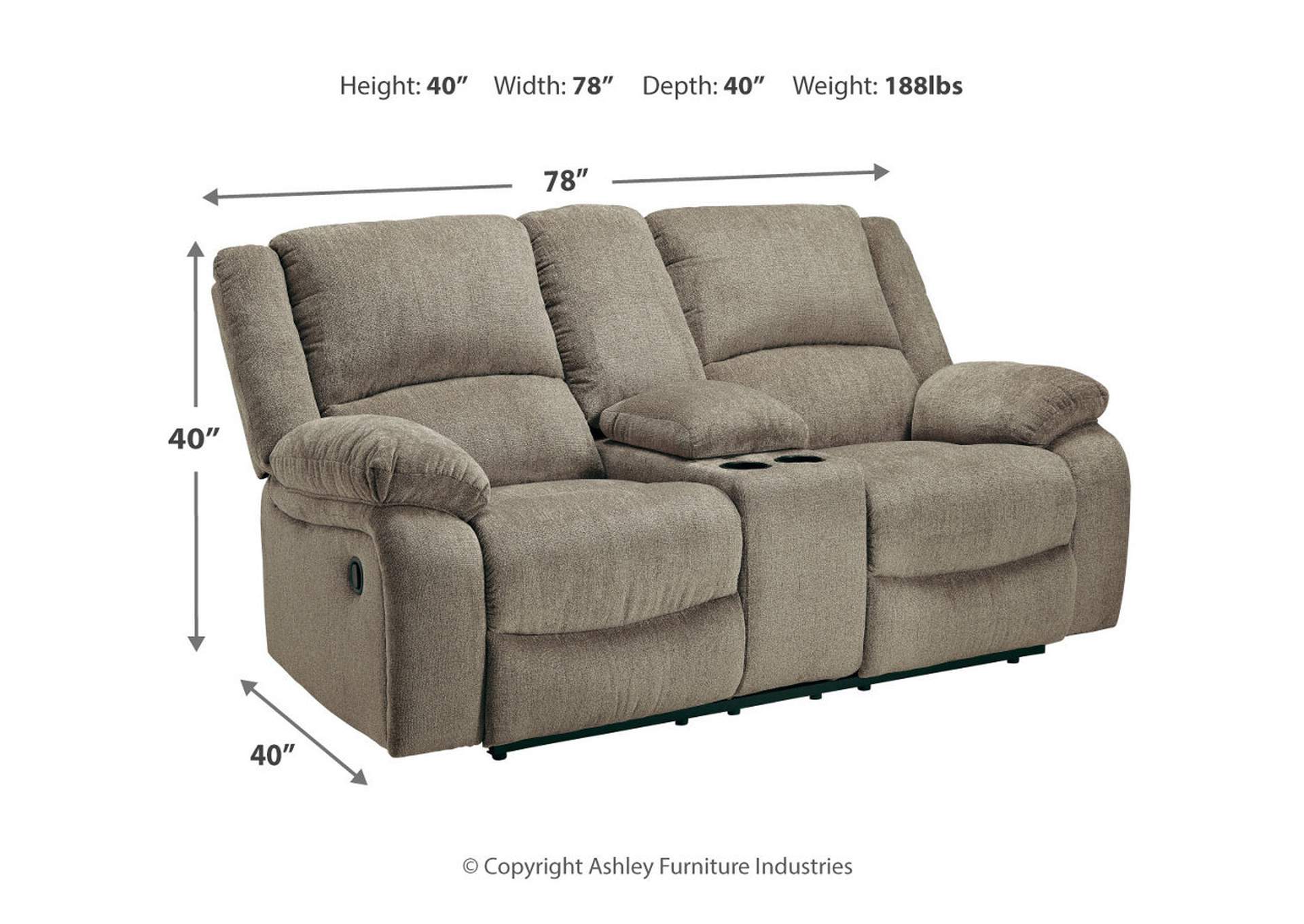 Draycoll Reclining Loveseat with Console,Signature Design By Ashley