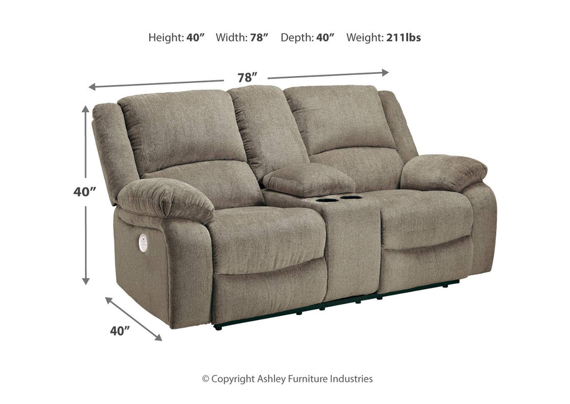 Draycoll Power Reclining Loveseat with Console,Signature Design By Ashley