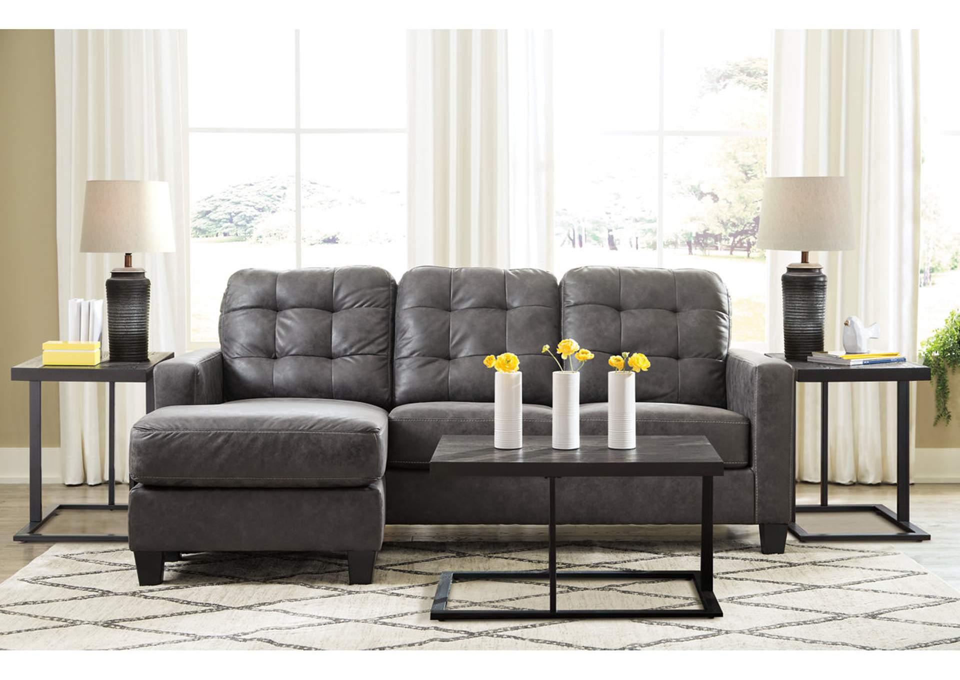 Venaldi Sofa Chaise with Occasional Table Set and Lamps,Benchcraft