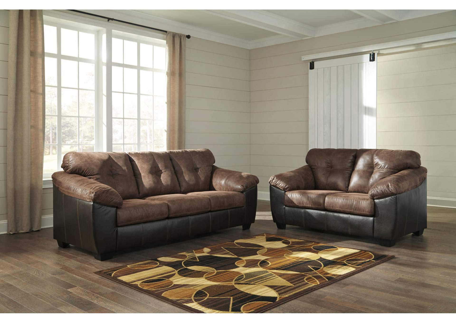<Gregale Coffee Sofa and Loveseat