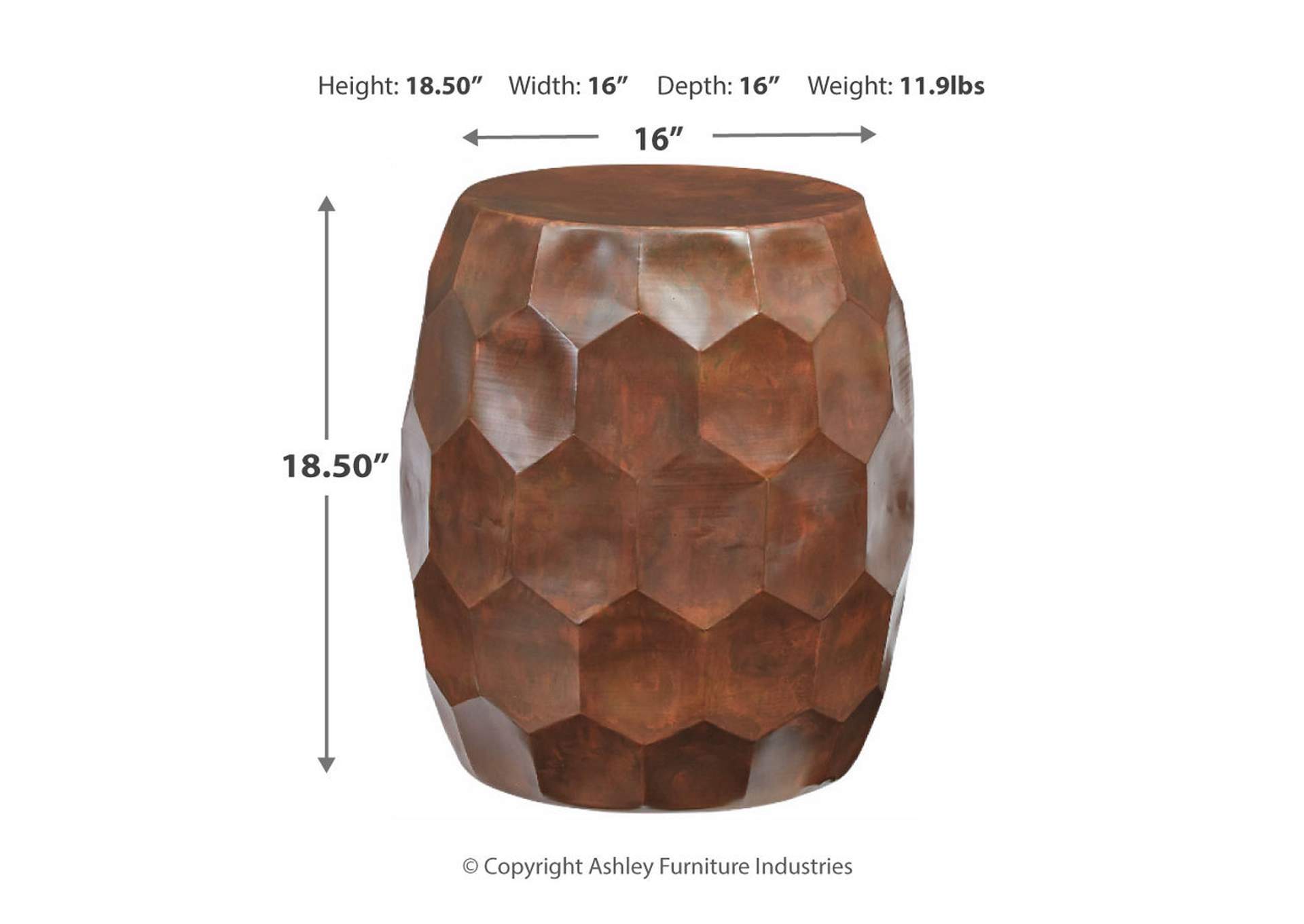 Wynlow Copper Finish Stool,Direct To Consumer Express