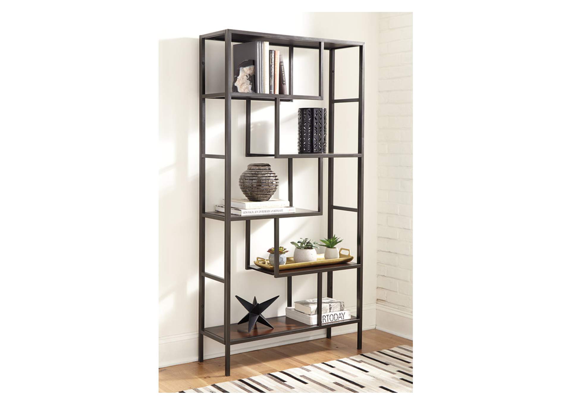 Frankwell Brown/Black Bookcase,Direct To Consumer Express