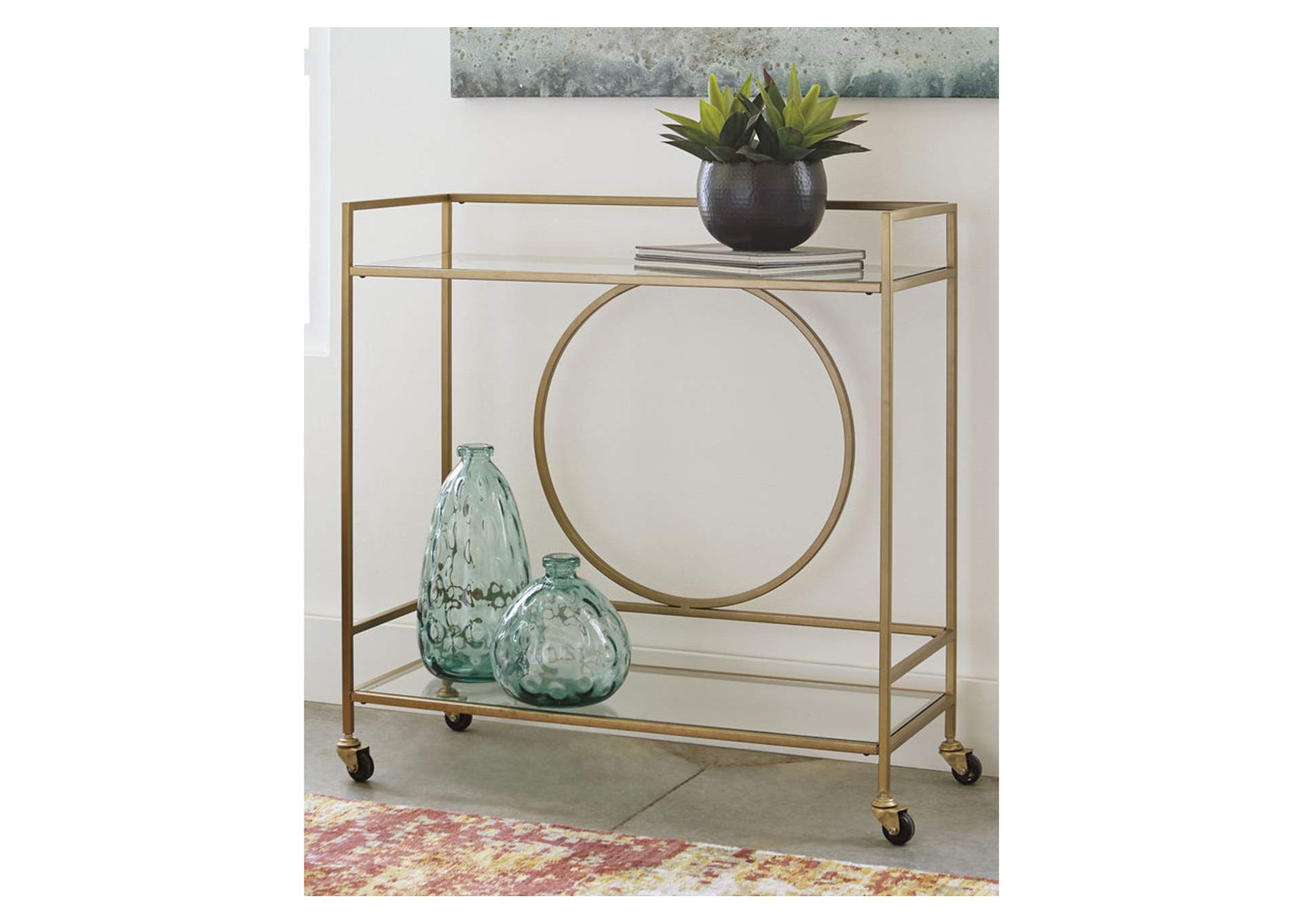 Jackford Antique Gold Finish Bar Cart,Direct To Consumer Express