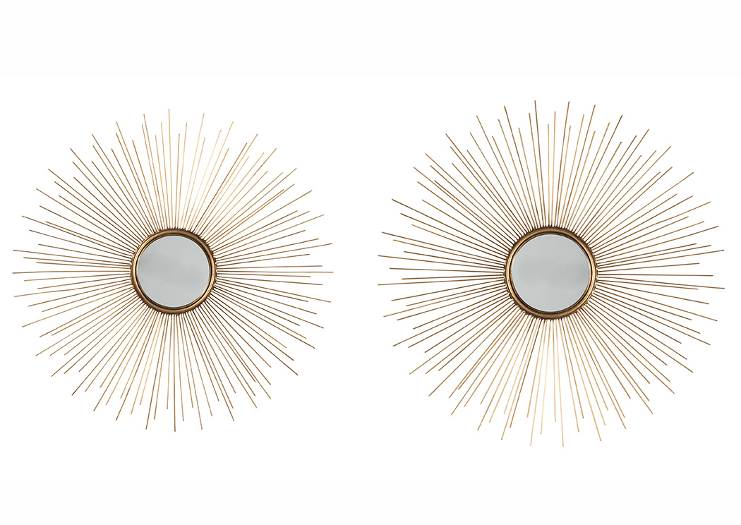 Doniel Antique Gold Finish Accent Mirror Set (Set of 2),ABF Signature Design by Ashley