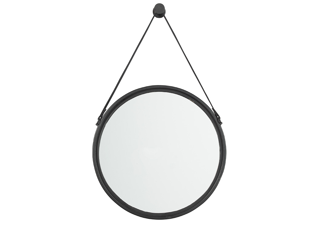 Dusan Black Round Accent Mirror,ABF Signature Design by Ashley