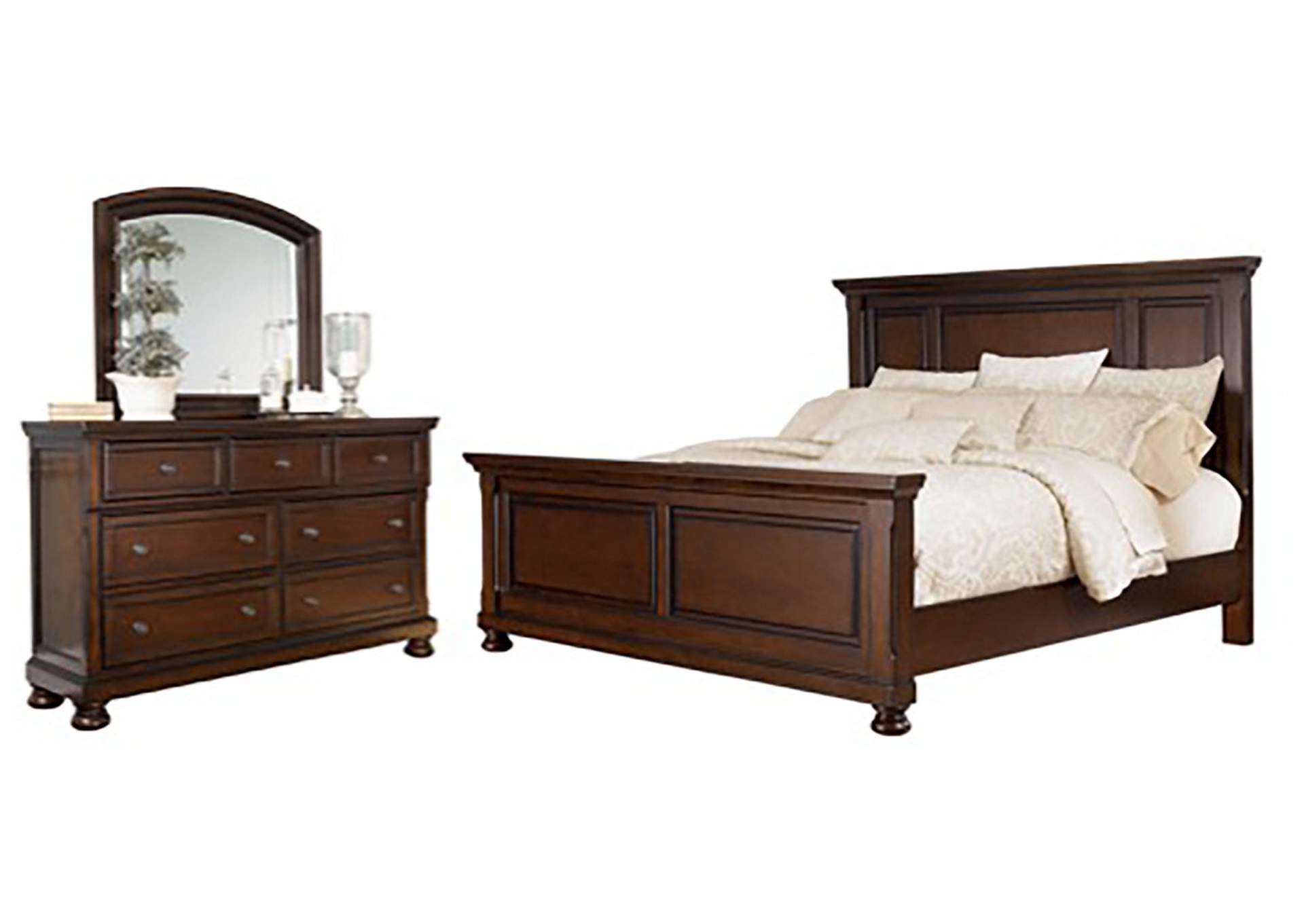 Porter King Panel Bed With Mirrored, Porter King Panel Bed