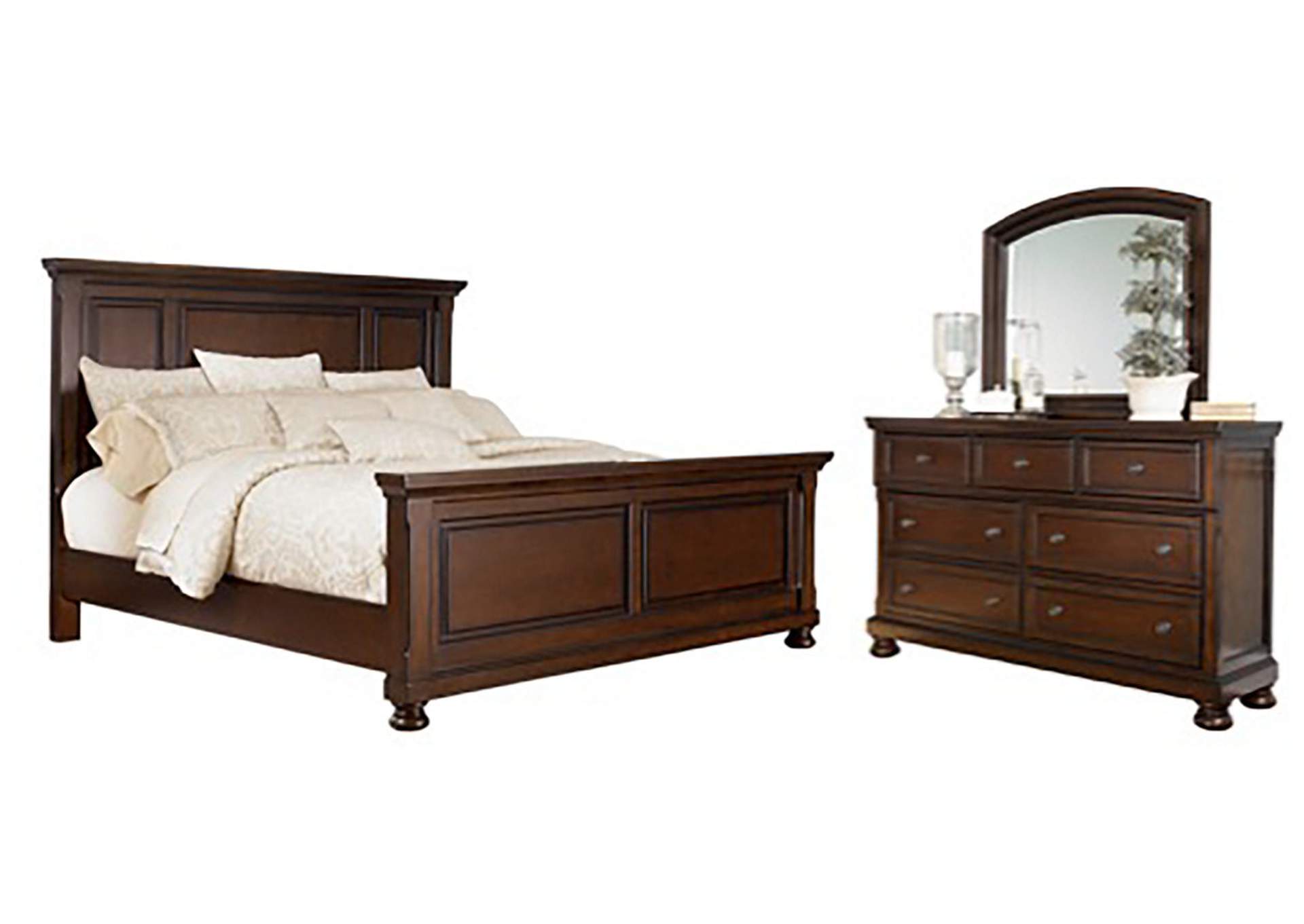 Porter Queen Panel Bed with Mirrored Dresser,Millennium