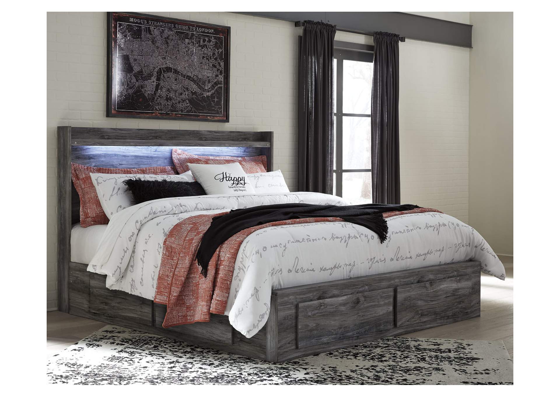 Baystorm King Panel Bed with 4 Storage Drawers,Signature Design By Ashley