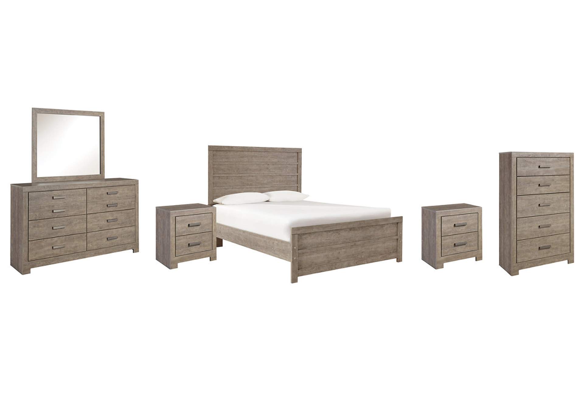 Culverbach Full Panel Bed with Mirrored Dresser, Chest and 2 Nightstands,Signature Design By Ashley