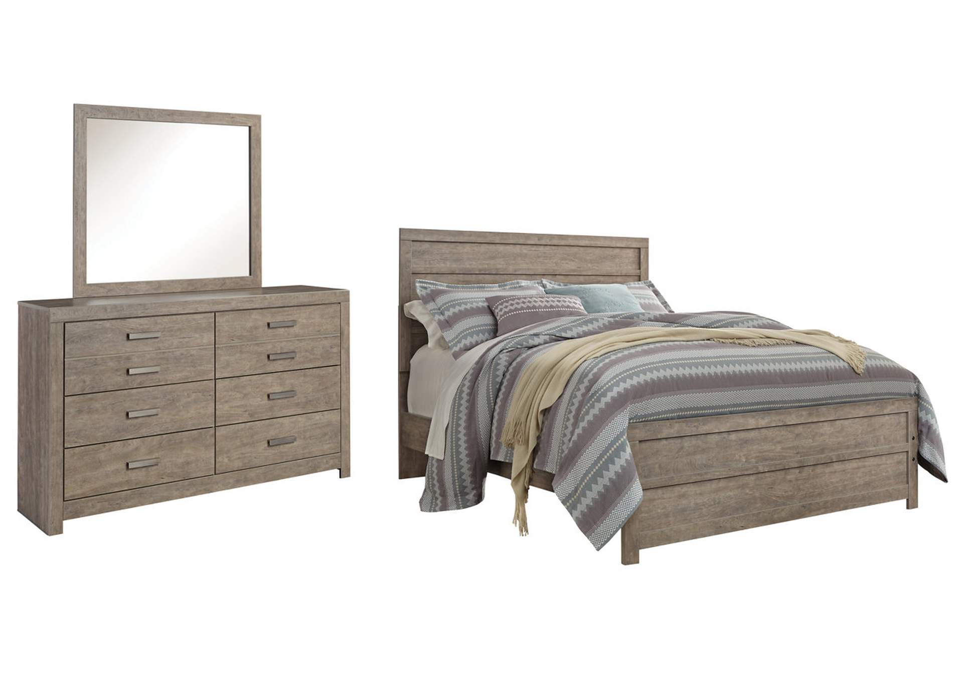 Culverbach Queen Panel Bed with Mirrored Dresser