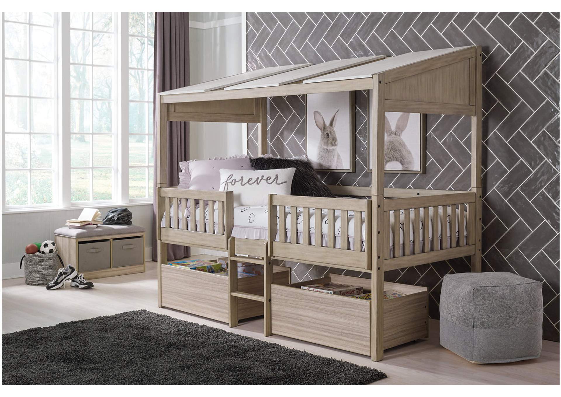 Wrenalyn Twin Loft Bed with Under Bed Bin Storage,Signature Design By Ashley