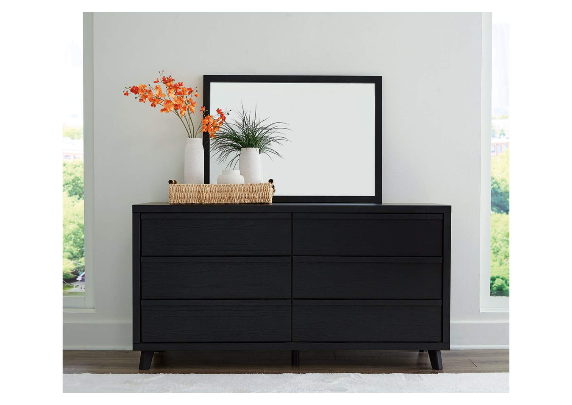 Danziar King Panel Headboard with Mirrored Dresser, Chest and Nightstand,Signature Design By Ashley