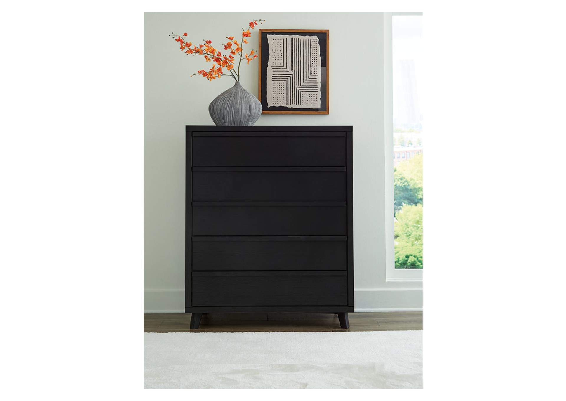 Danziar King Panel Headboard with Mirrored Dresser, Chest and Nightstand,Signature Design By Ashley