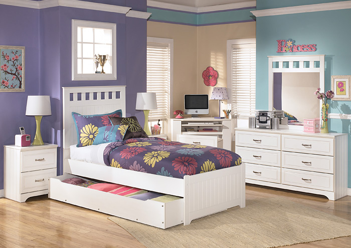 Lulu Twin Panel Bed w/ Storage, Dresser & Mirror,ABF Signature Design by Ashley