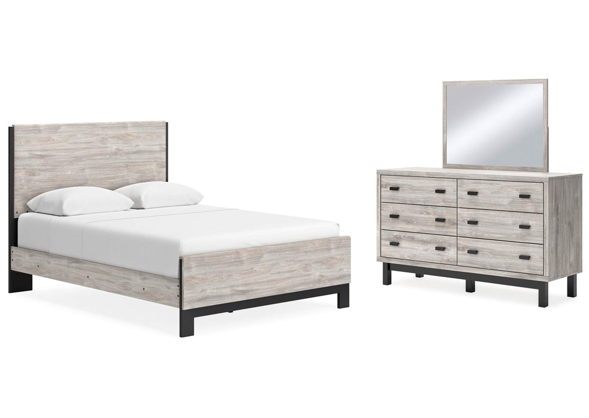 Vessalli Queen Panel Bed with Mirrored Dresser,Signature Design By Ashley