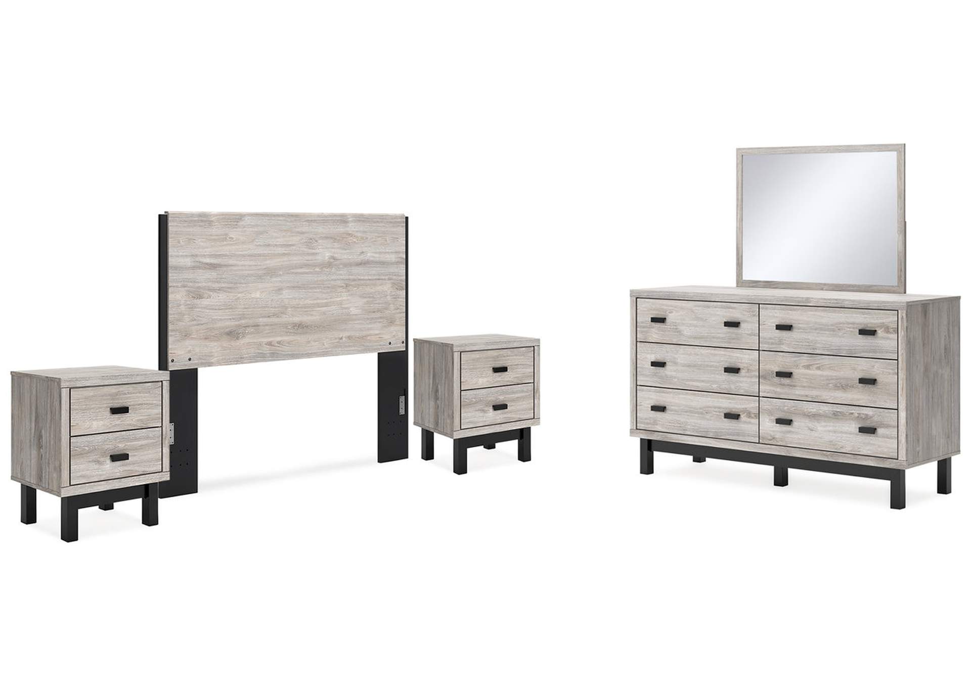 Vessalli Queen Panel Headboard with Mirrored Dresser and 2 Nightstands,Signature Design By Ashley