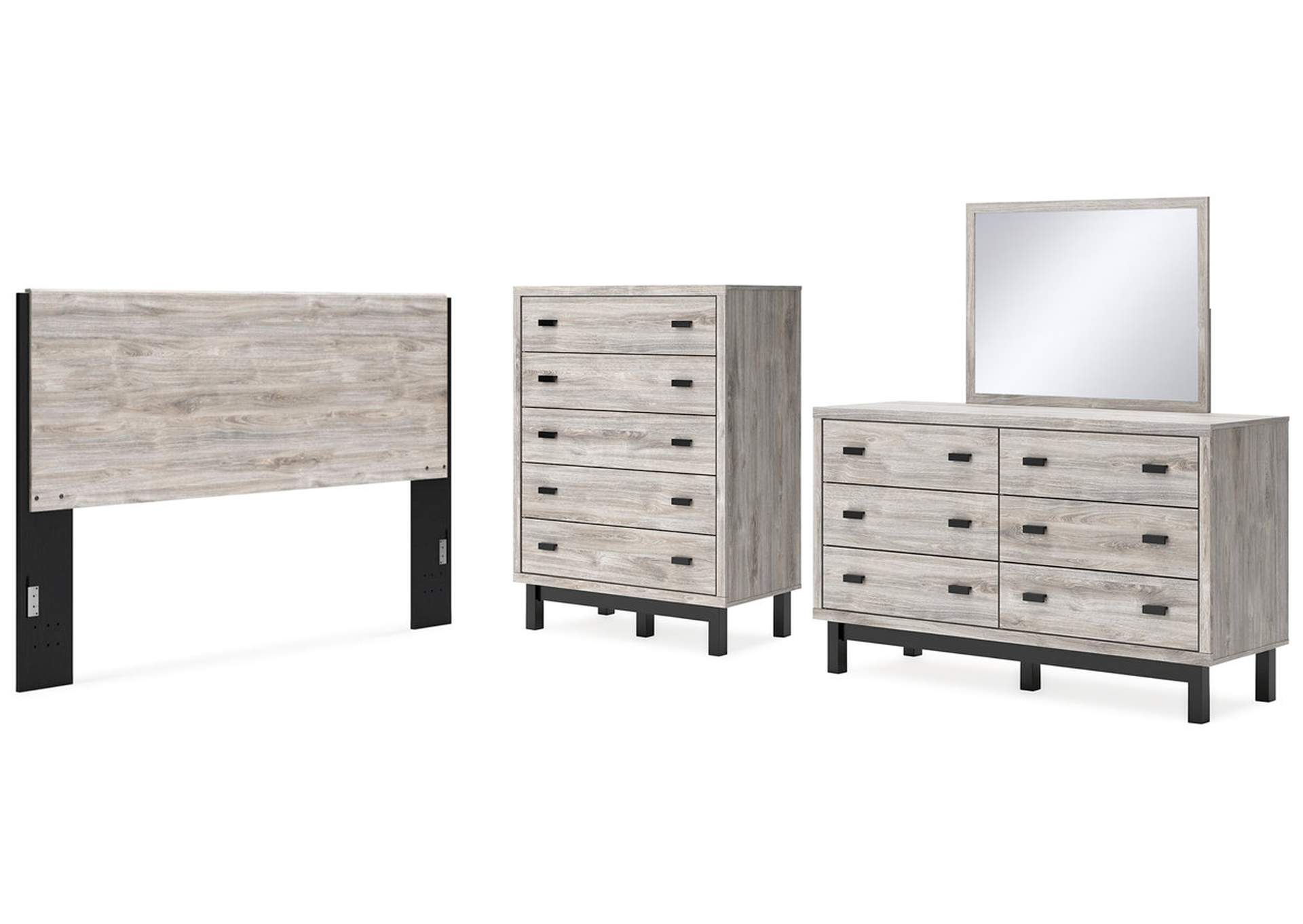 Vessalli King Panel Headboard with Mirrored Dresser and Chest,Signature Design By Ashley