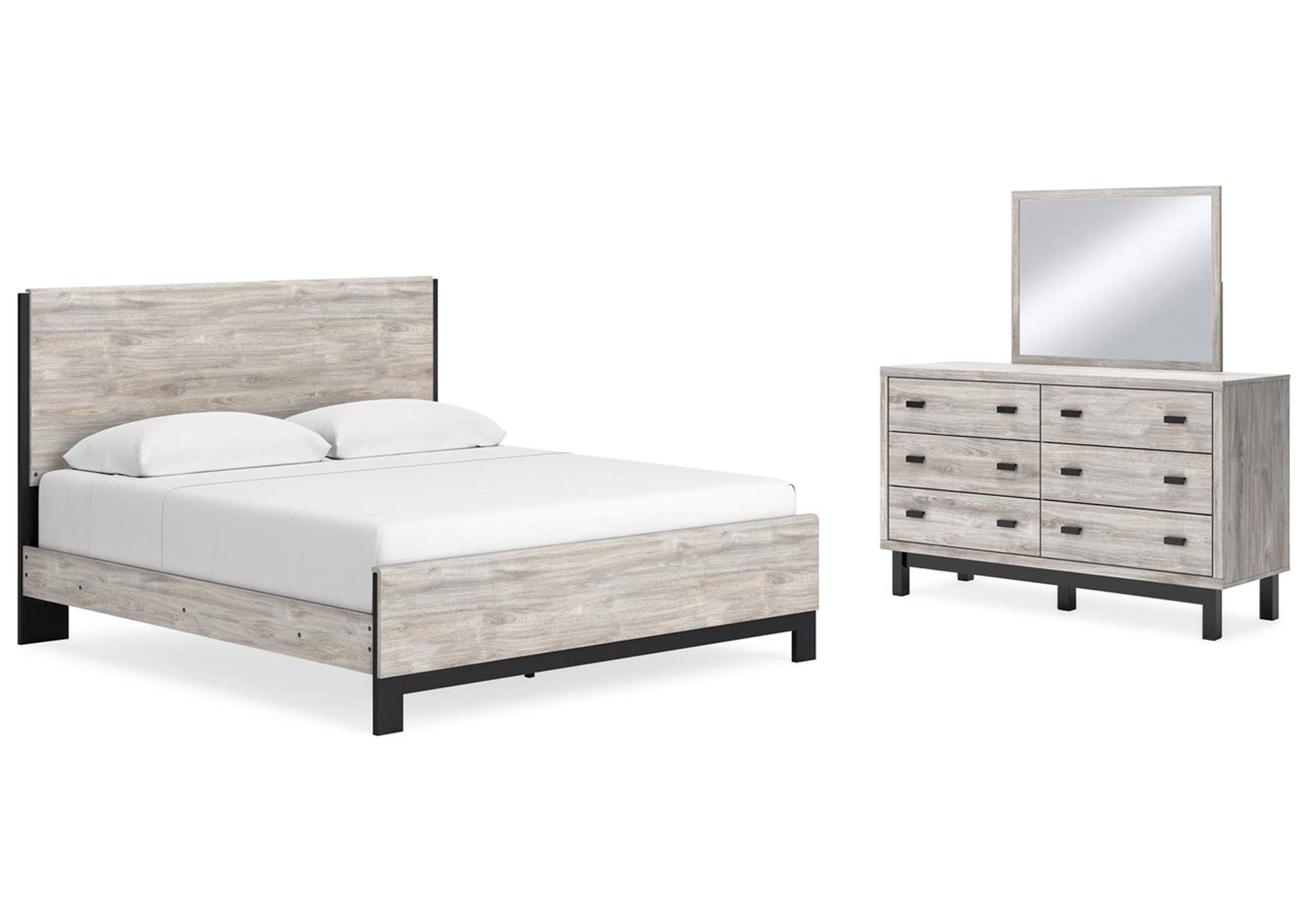 Vessalli King Panel Bed with Mirrored Dresser,Signature Design By Ashley