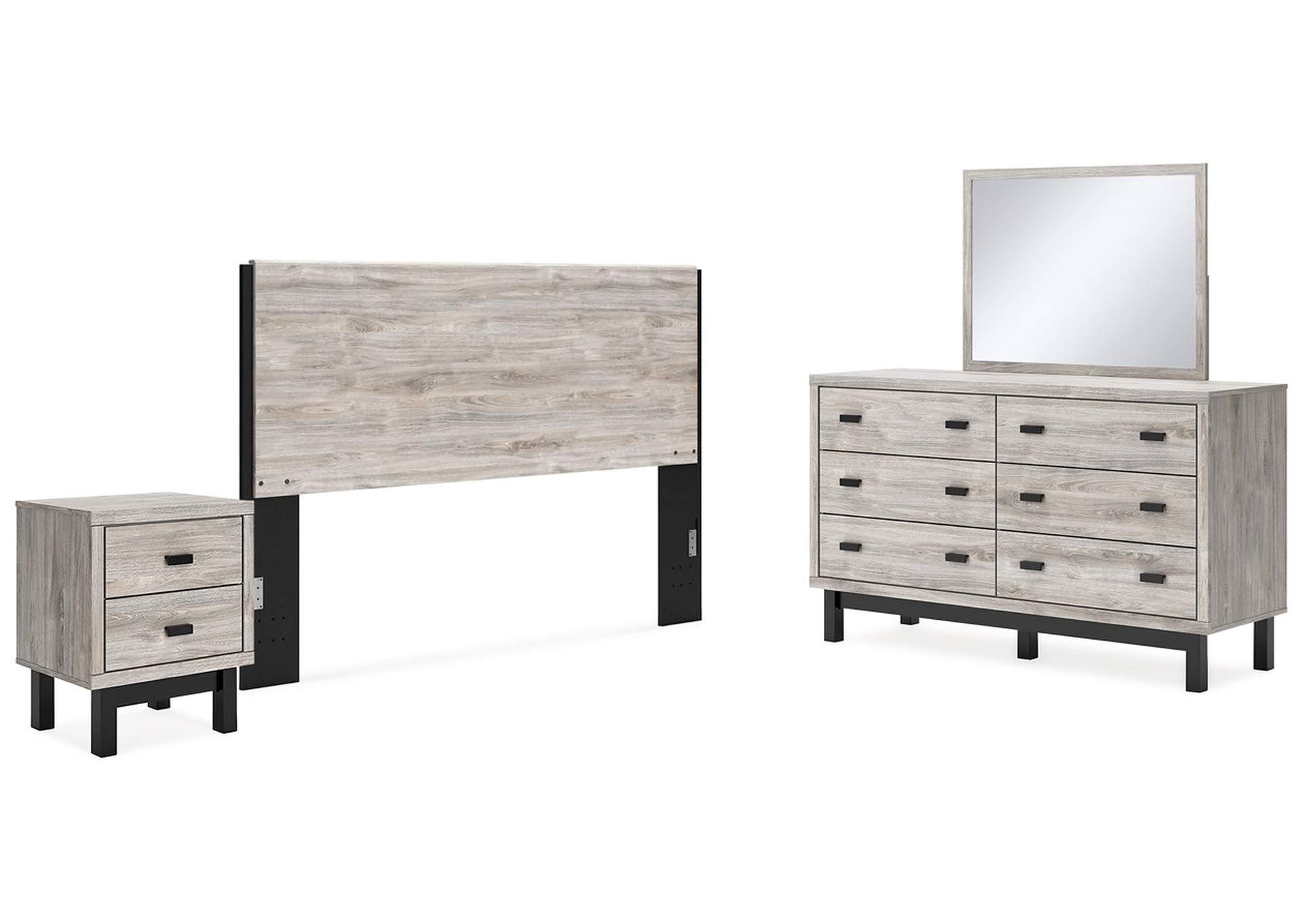 Vessalli King Panel Headboard with Mirrored Dresser and Nightstand,Signature Design By Ashley