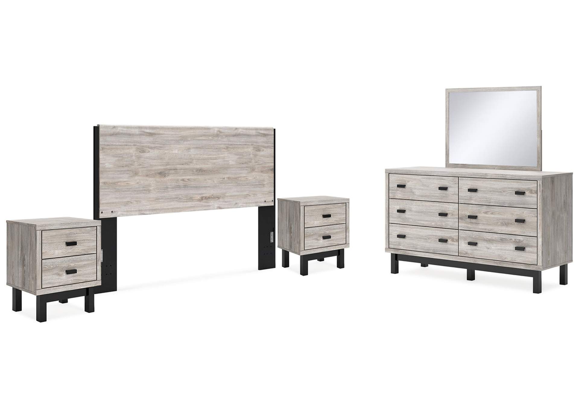 Vessalli King Panel Headboard with Mirrored Dresser and 2 Nightstands,Signature Design By Ashley