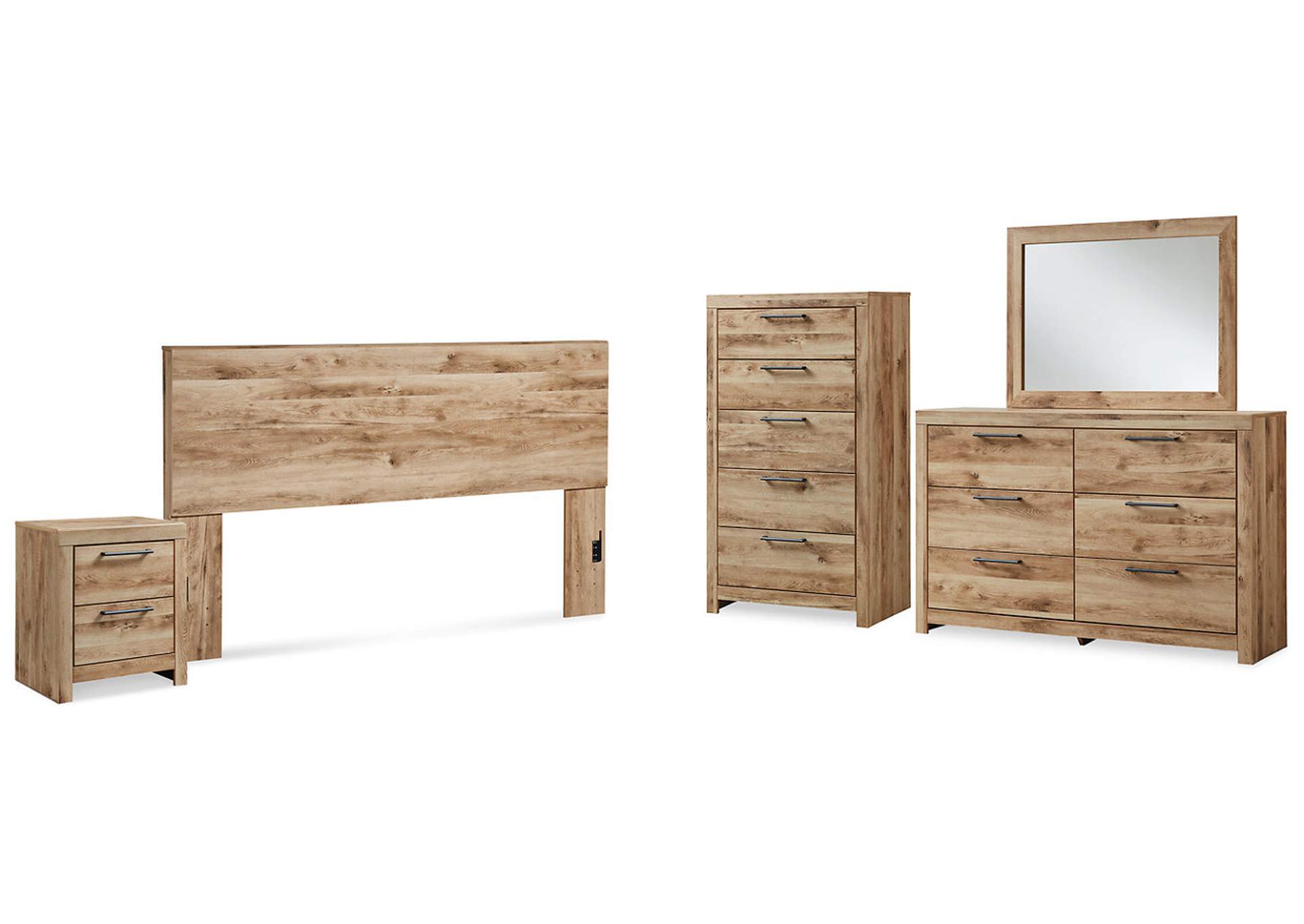 Hyanna King Panel Headboard with Mirrored Dresser, Chest and Nightstand,Signature Design By Ashley
