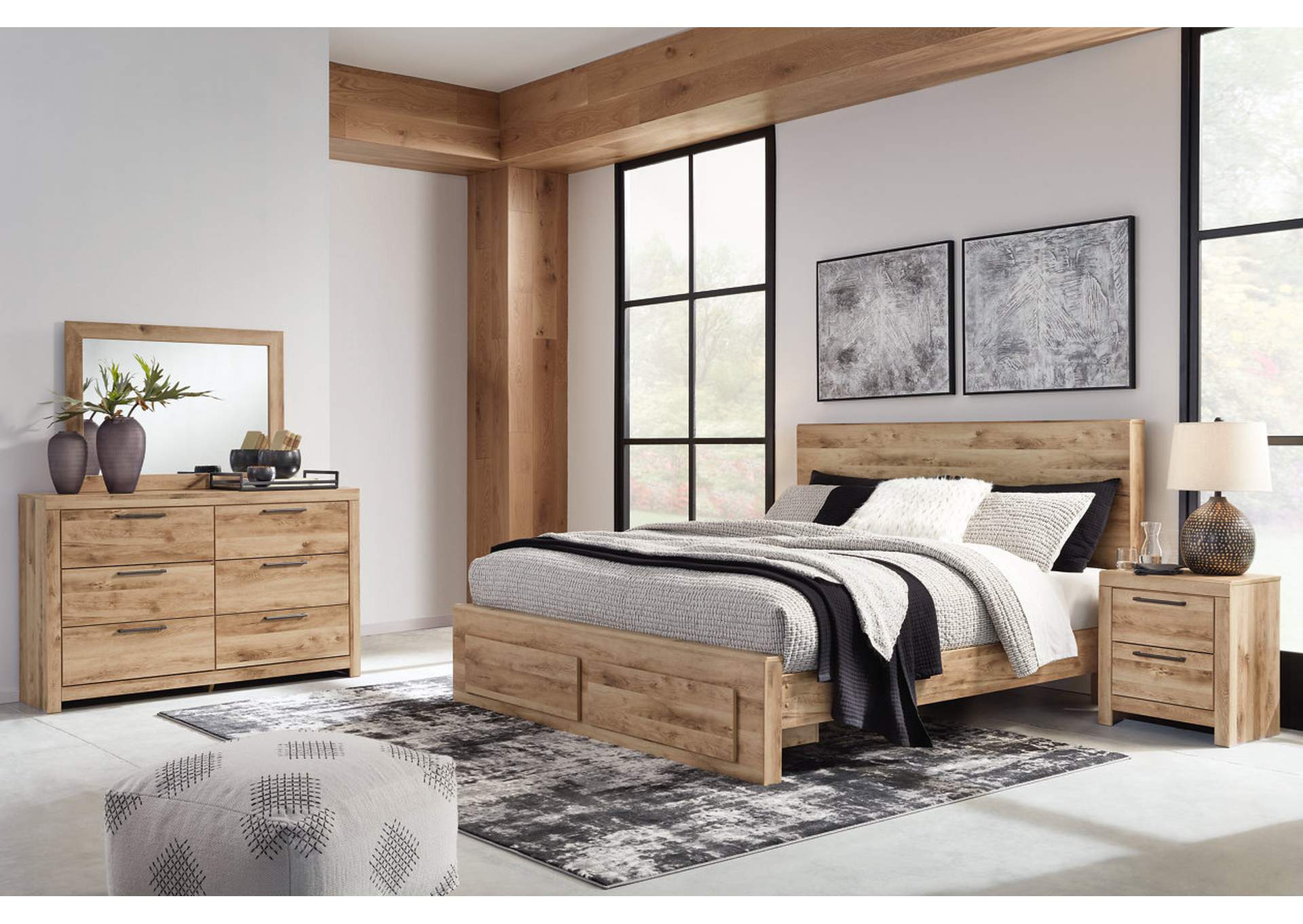 Hyanna King Panel Storage Bed, Dresser and Mirror,Signature Design By Ashley