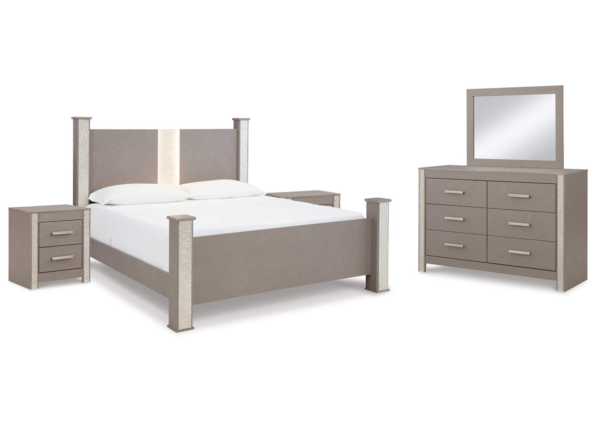 Surancha Queen Poster Bed, Dresser, Mirror and 2 Nightstands,Signature Design By Ashley